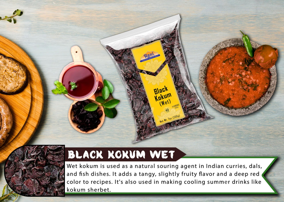 Rani Black Kokum (Wet) Garcinia Indica 7oz (200g) ~ All Natural | Gluten Friendly | Vegan | NON-GMO | Kosher | No Salt or fillers | Indian Origin