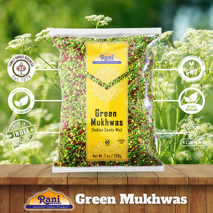 Rani Green Mukhwas (Special Digestive Treat) 7oz (200g) ~ Indian Candy Mouth Freshener | Vegan | Kosher