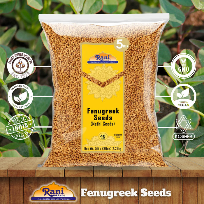 Rani Fenugreek (Methi) Seeds Whole 80oz (5lbs) 2.27kg, Bulk, Trigonella Foenum Graecum ~ All Natural | Vegan | Gluten Friendly | Kosher | Non-GMO