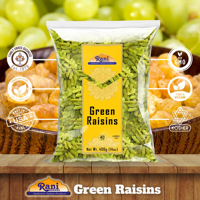 Rani Green Raisins 14oz (400g) ~ All Natural | Gluten Friendly | NON-GMO | Kosher | Vegan | Indian Origin