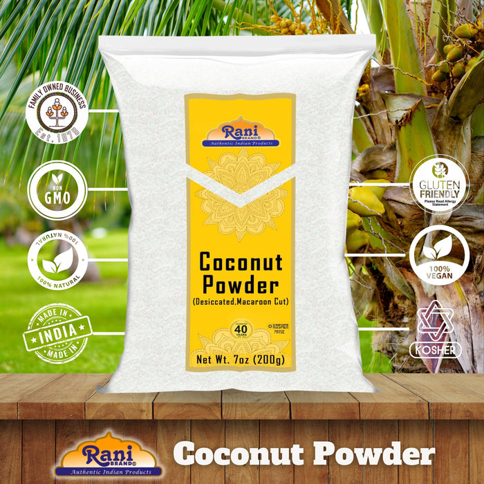 Rani Coconut Fine Powder (Desiccated, Macaroon Cut) 7oz (200g) Raw (uncooked, unsweetened) ~ All Natural | Vegan | Kosher | Gluten Friendly