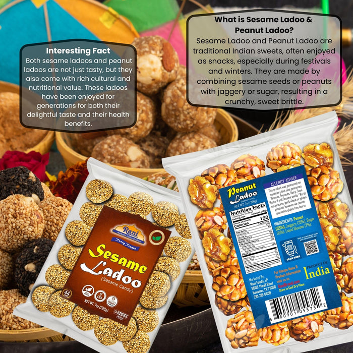 Rani Peanut & Sesame Ladoo (Round Brittle Candy) 7oz (200g) x Pack of 2 ~ All Natural | Vegan | Kosher | No colors | Gluten Friendly | Indian Origin