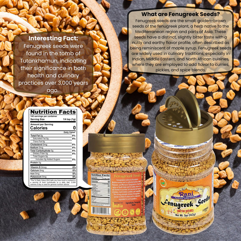 Rani Fenugreek (Methi) Seeds Whole 5oz (141g) PET Jar, Trigonella foenum graecum ~ All Natural | Vegan | Gluten Friendly | Non-GMO | Kosher