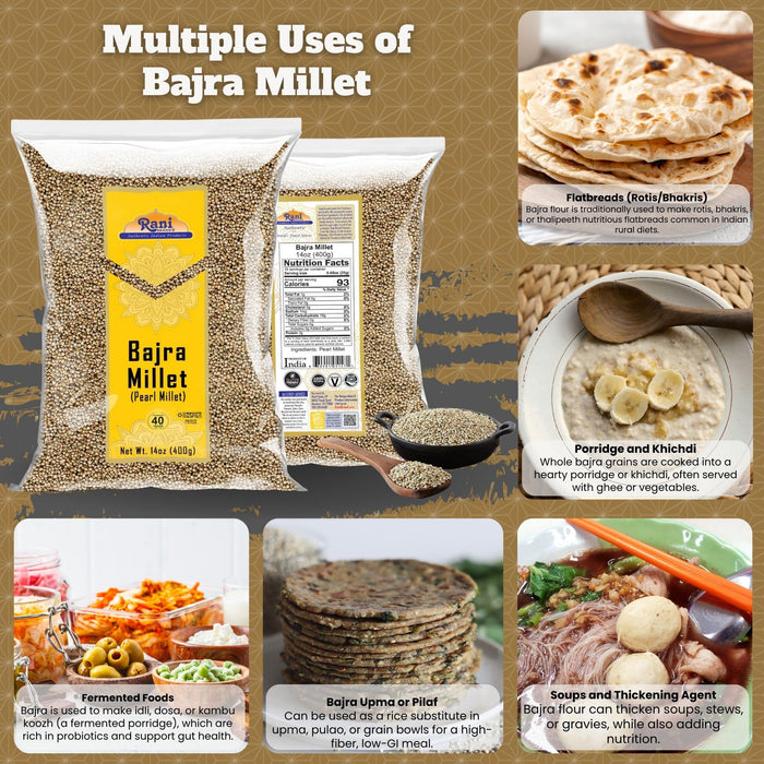 Rani Bajri Millet (Pearl Millet) 14oz (400g) ~ All Natural | Vegan | Gluten Friendly | NON-GMO | Kosher | Indian Origin