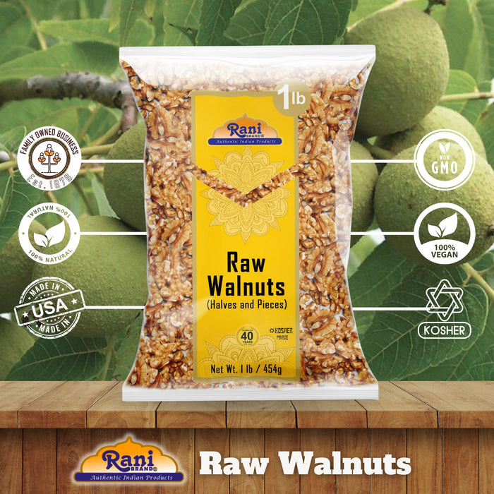 Rani Raw Walnuts, Halves and Pieces 16oz (1lb) 454g ~ All Natural | Kosher | Vegan | Gluten Friendly | Fresh Product of USA