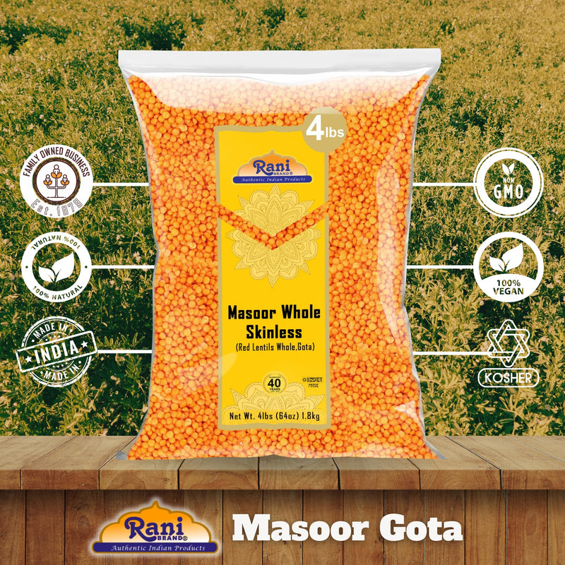 Rani Masoor Gota (Football) Indian Red Lentils Skinless 64oz (4lbs) 1.81kg ~ All Natural | Gluten Friendly | NON-GMO | Kosher | Vegan | Product of USA