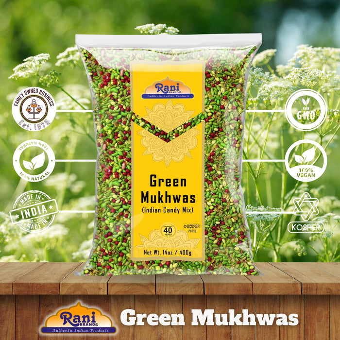 Rani Green Mukhwas (Special Digestive Treat) 14oz (400g) ~ Vegan | Kosher | Indian Candy Mouth Freshener