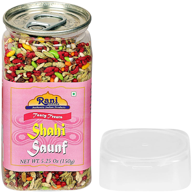 Rani Shahi Saunf 5.25oz (150g) Vacuum Sealed, Easy Open Top, Resealable Container ~ Indian Tasty Treats | Vegan | Gluten Friendly | NON-GMO | Indian Origin