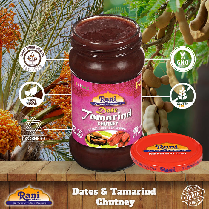 Rani Dates & Tamarind (Imli) Chutney 11.5oz (325g) Glass Jar, Ready to eat, Vegan ~ Gluten Free | NON-GMO | Kosher | No Colors | Indian Origin