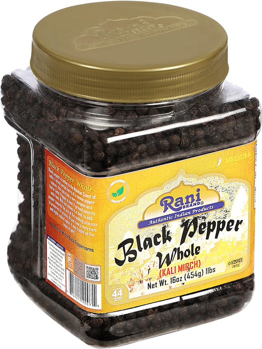 Rani Black Pepper Whole (Peppercorns), Premium MG-1 Grade 16oz (454g) ~ Gluten Free | Non-GMO | Natural Perfect size for Grinders | Kosher