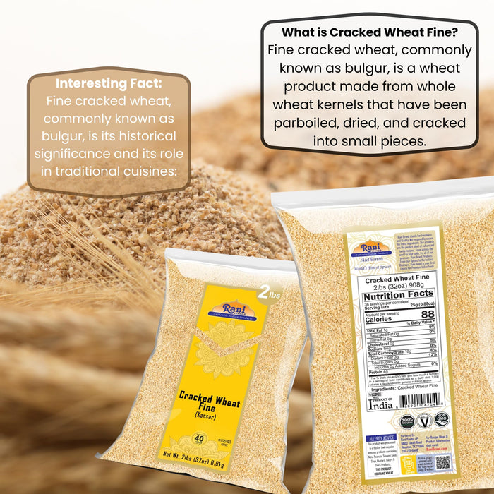 Rani Cracked Wheat Fine (Kansar, Bulgur, Similar to Wheat #1) 32oz (2lbs) 907g ~ All Natural | Vegan | No Colors | NON-GMO | Kosher | Indian Origin