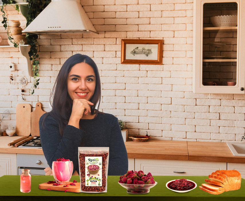 Rani Organic Gulab Petals (Rose Petals) 7oz (200g) ~ All Natural | No Color | Gluten Friendly | Vegan | NON-GMO | Kosher | No Salt or fillers | Indian Origin | USDA Organic Certified