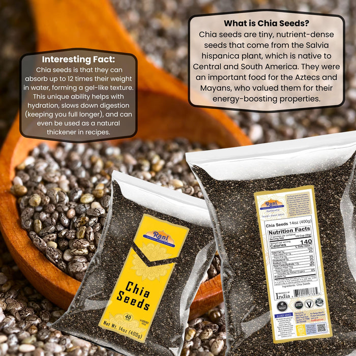Rani Chia Seeds 14oz (400g) ~ All Natural | Vegan | Gluten Friendly | NON-GMO | Kosher | Indian Origin…