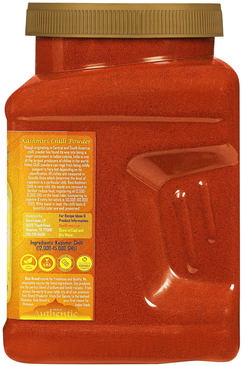 Rani Kashmiri Chilli Powder (Deggi Mirch, Low Heat) Ground Indian Spice 32oz (2lbs) 908g PET Jar ~ All Natural | Salt-Free | Vegan | Kosher | No Colors | Perfect for Deviled Eggs & Other Low Heat Dishes