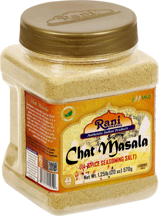 Rani Chat Masala (14 Spice Seasoning Salt) Tangy Indian Seasoning 20oz (1.25lb) 570g PET Jar ~ All Natural | No MSG | Vegan | No Colors | Gluten Friendly | NON-GMO | Kosher | Indian Origin