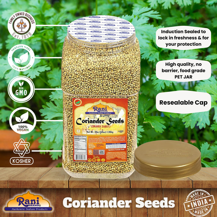 Rani Coriander Seeds 48oz (3lbs) 1.4kg Bulk ~ All Natural | Gluten Friendly | NON-GMO | Vegan | Kosher | Indian Origin