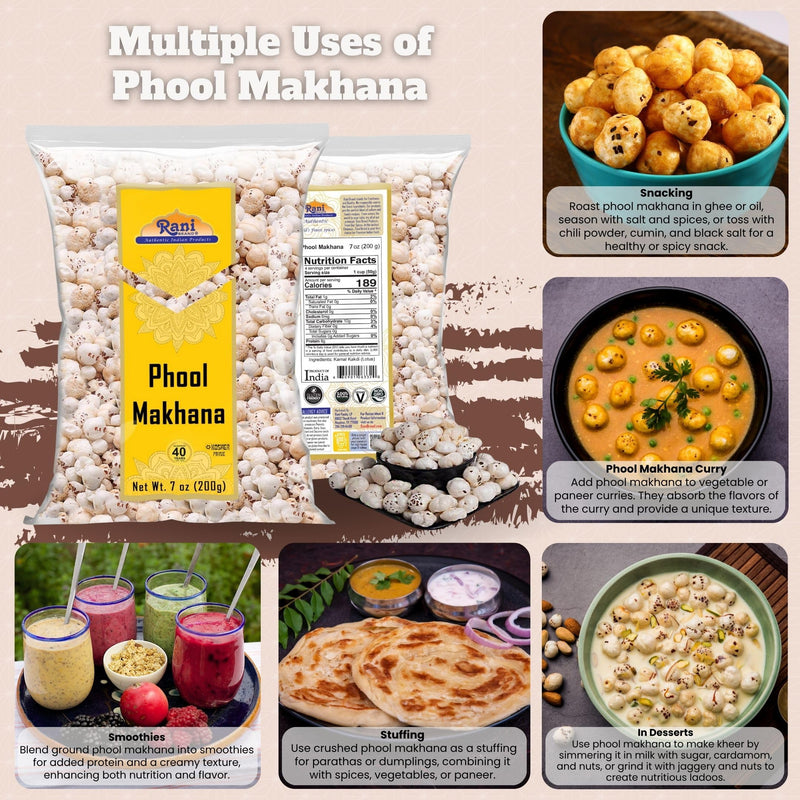 Phool Makhana (Fox Nut / Popped Lotus Seed) - 7oz (200g) - Rani Brand Authentic Indian Products