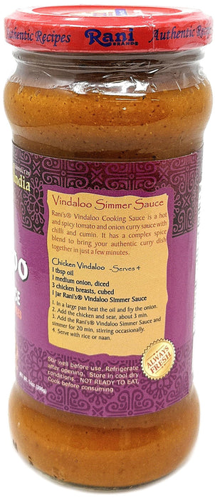 Rani Vindaloo Vegan Simmer Sauce (Spicy Tomato, Red Peppers & Spices) 14oz (400g) Glass Jar ~ Easy to Use | Vegan | No Colors | All Natural | NON-GMO