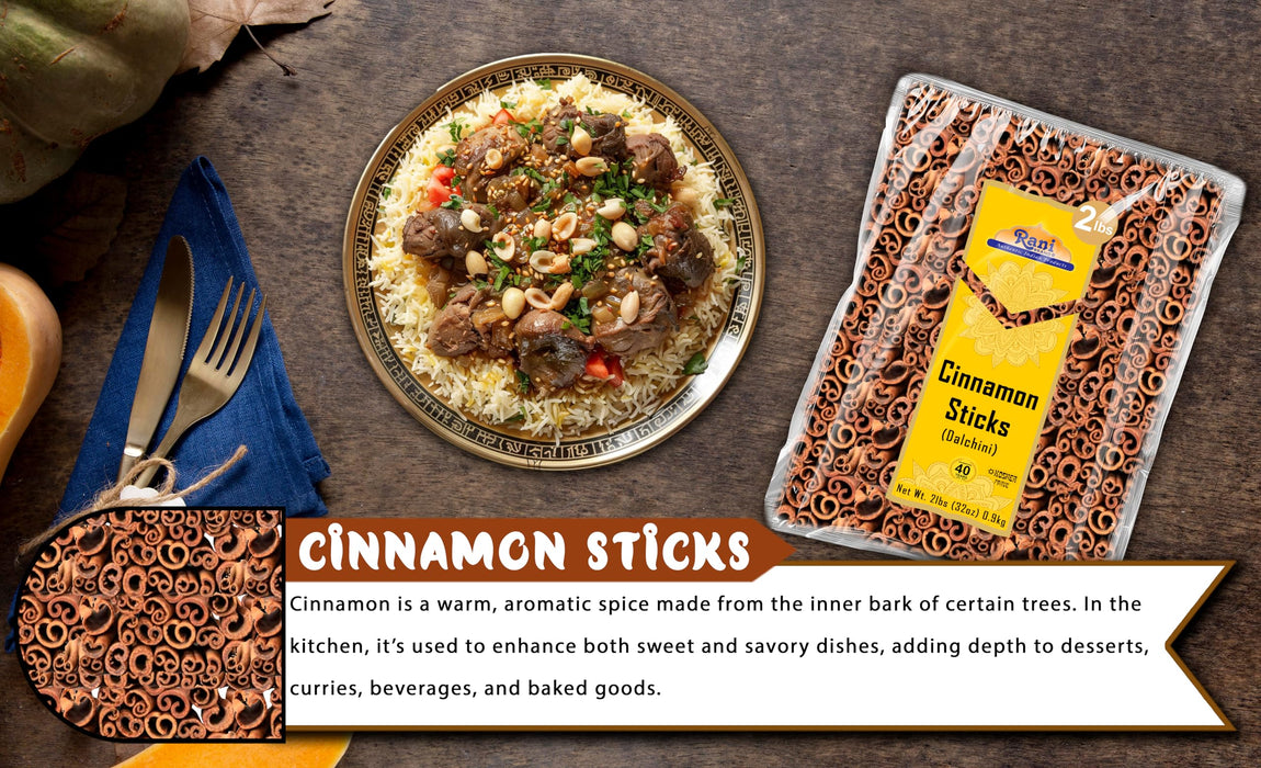 Rani Cinnamon Sticks 32oz (2lbs) 908g Bulk Bag - 175-200 Sticks - Strong Aroma, Perfect for Baking, Cooking & Beverages | 3+ Inches Length - Cassia Saigon Cinnamon from Vietnam | Kosher