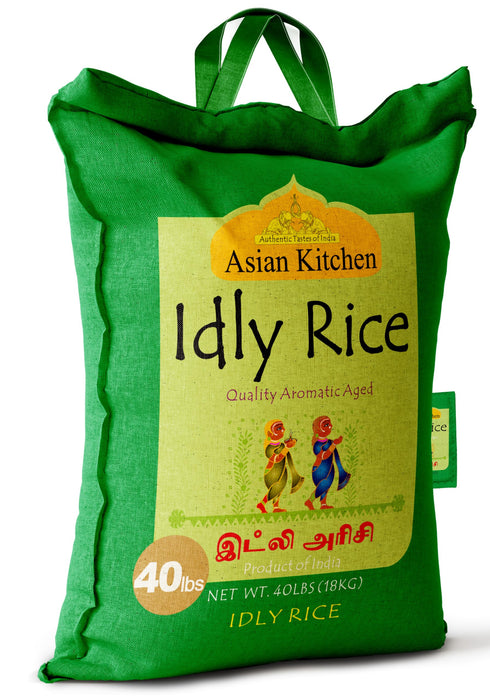 Asian Kitchen Idly (Idli) Rice 40-Pound Bag, 40lbs (18.14kg) Short Grain Rice ~ All Natural | Vegan | Indian Origin | Export Quality