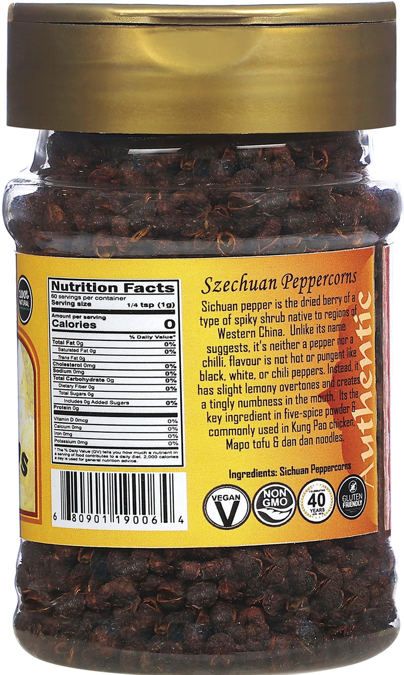 Rani Szechuan Peppercorns (Sichuan Peppercorns) 2.1oz (60g) PET Jar ~ All Natural | Gluten Friendly | Non-GMO | Perfect size for Grinders!