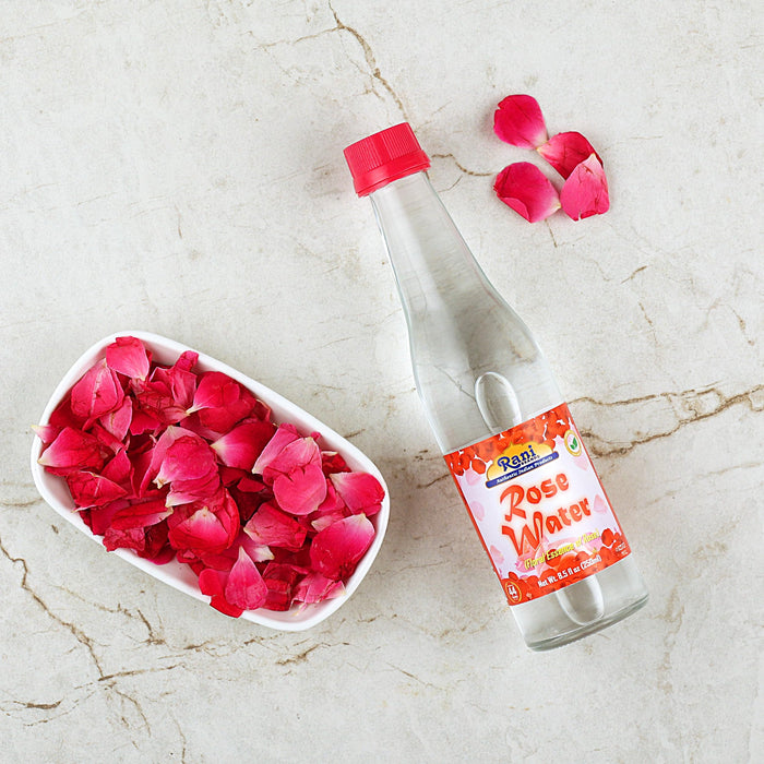 Rani Red Rose Water (Floral Essence of Rose) 8.5 fl oz (250ml) Glass Jar ~ All Natural | Vegan | Gluten Free | NON-GMO | Kosher | Indian Origin