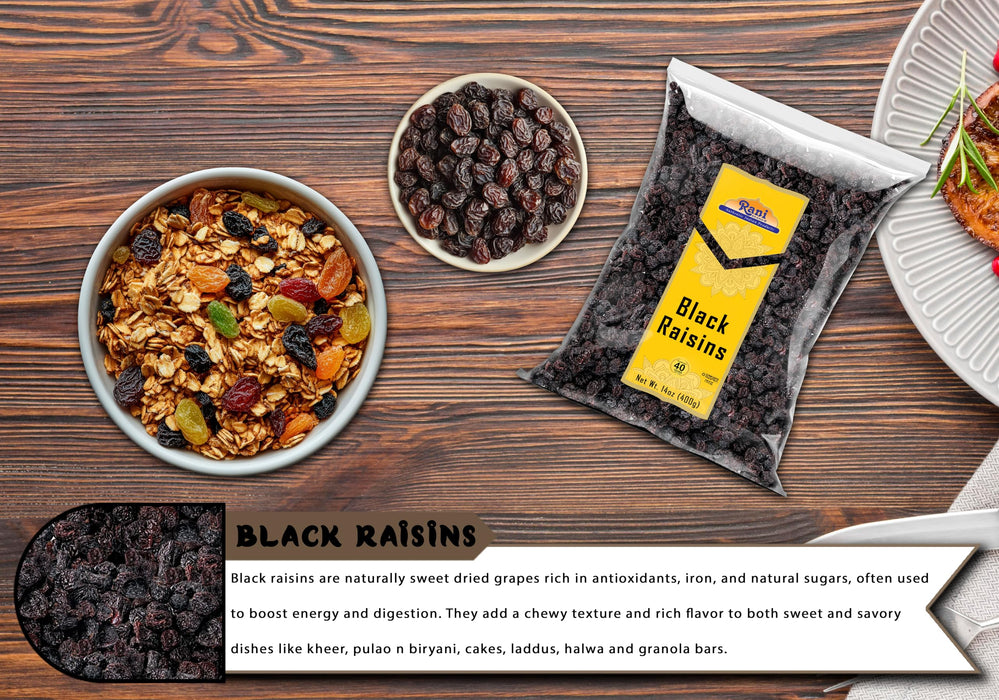 Rani Black Raisins 14oz (400g) ~ All Natural | Gluten Friendly | Non-GMO | Kosher | Vegan | Product of USA