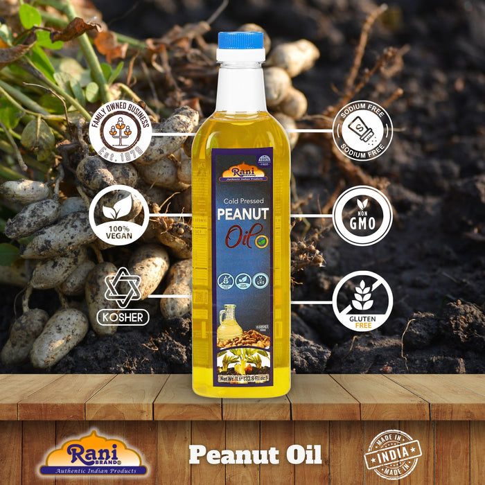 Rani Peanut Oil 33.8 Ounce (1 Liter) Cold Pressed | 100% Natural | NON-GMO | Kosher | Vegan | Gluten Free