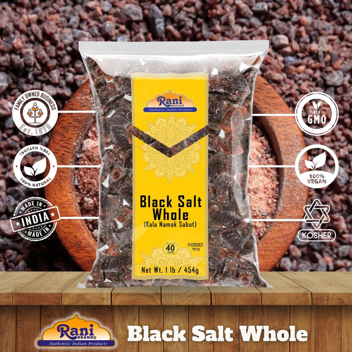 Rani Black Salt Raw Whole (Kala Namak) Mineral 16oz (1lb) 454g ~ Unrefined, Pure and Natural | Vegan | Gluten Friendly | NON-GMO | Kosher | Indian Origin