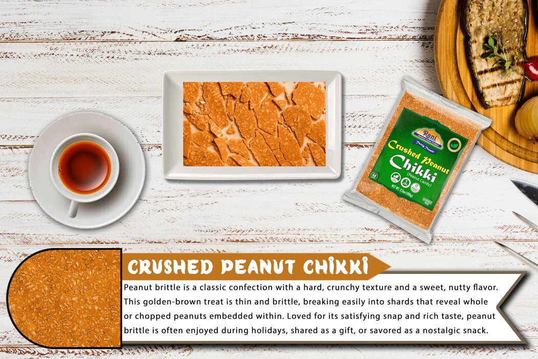 Rani Crushed Peanut Chikki (Brittle Candy) 3.5oz (100g) ~ All Natural | Vegan | No colors | Gluten Friendly | Kosher | Indian Origin