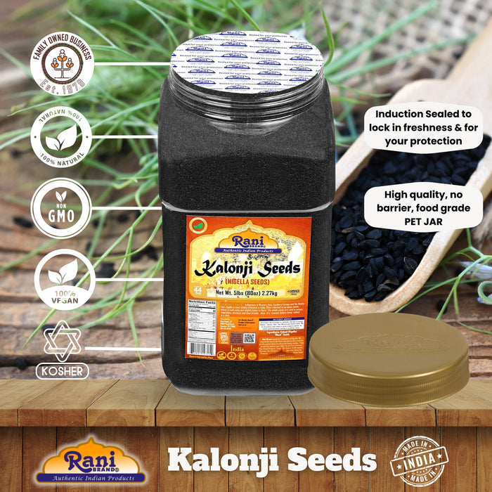 Rani Kalonji Seeds Whole (Black Seed, Black Cumin) Spice 80oz (5lbs) 2.27kg Bulk PET Jar ~ All Natural | Gluten Friendly | NON-GMO | Kosher | Vegan