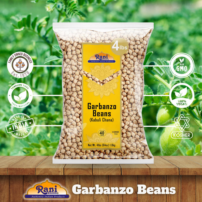 Rani Garbanzo Beans (Kabuli Chana) 64oz (4lbs) 1.81kg ~ All Natural | Vegan | Gluten Friendly | NON-GMO | Kosher | Indian Origin