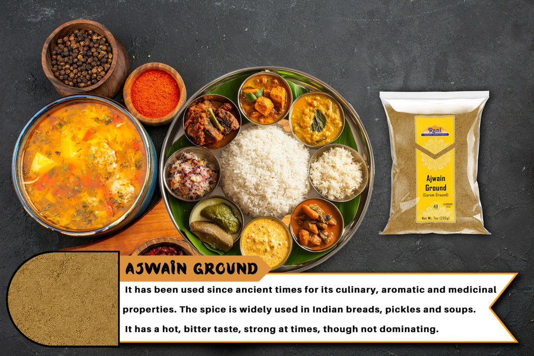 Rani Ajwain Powder (Carom Bishops Weed) Ground Spice 7oz (200g) ~ All Natural | Vegan | Gluten Friendly | NON-GMO | Kosher | Indian Origin