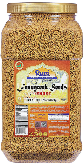 Rani Fenugreek (Methi) Seeds Whole 128oz (8lbs) 3.62kg Bulk PET Jar, Trigonella foenum graecum ~ All Natural | Vegan | Gluten Friendly | Non-GMO | Kosher | Indian Origin