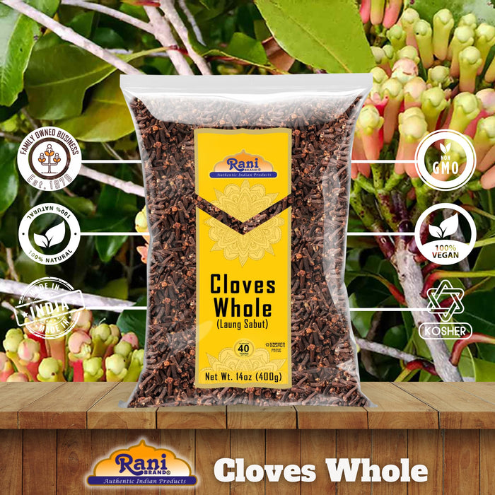 Rani Cloves Whole (Laung) 14oz (400g) Great for Food, Tea, Pomander Balls and Potpourri, Hand Selected, Spice ~ All Natural | NON-GMO | Kosher | Vegan