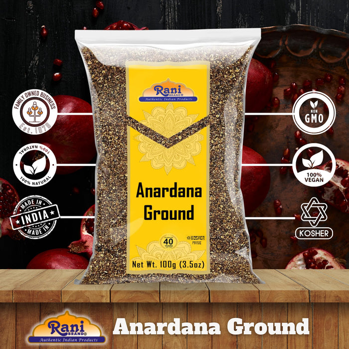 Rani Anardana (Pomegranate) Ground Powder Indian Spice 3.5oz (100g)~ All Natural | No Color | Gluten Friendly | Kosher | Vegan | No Salt or fillers