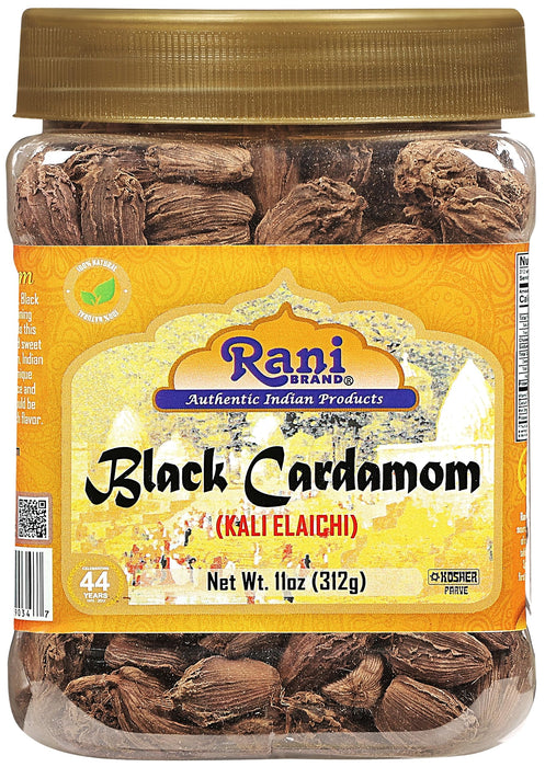 Rani Black Cardamom Pods (Kali Elachi) Whole Indian Spice 11oz (312g) PET Jar ~ Natural | Vegan | Gluten Friendly | NON-GMO | Kosher | Indian Origin