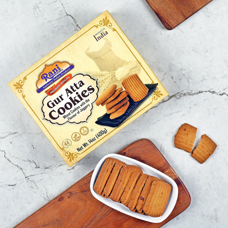 Rani Gur Atta Cookies (Wheat Cookies with the Flavor of Jaggery) 14oz (400g) Premium Quality Indian Cookies ~ All Natural | Vegan | Non-GMO | Indian Origin