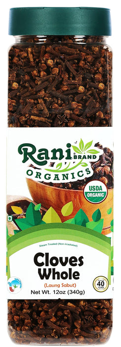 Rani Organic Cloves Whole (Laung Sabut) 12oz (340g) PET Jar, Great for Food, Tea, Pomander Balls and Potpourri ~ All Natural | USDA Certified Organic