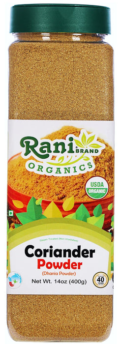 Rani Organic Coriander Powder (Dhania Powder) 14oz (400g) PET Jar ~ All Natural | Vegan | Gluten Friendly | Indian Origin | USDA Certified Organic
