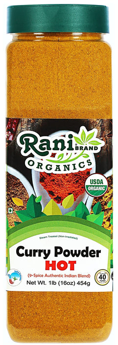 Rani Organic Curry Powder Hot (9-Spice Authentic Indian Blend) 16oz (1lb) 454g PET Jar ~ All Natural | Salt-Free | Vegan | USDA Certified Organic