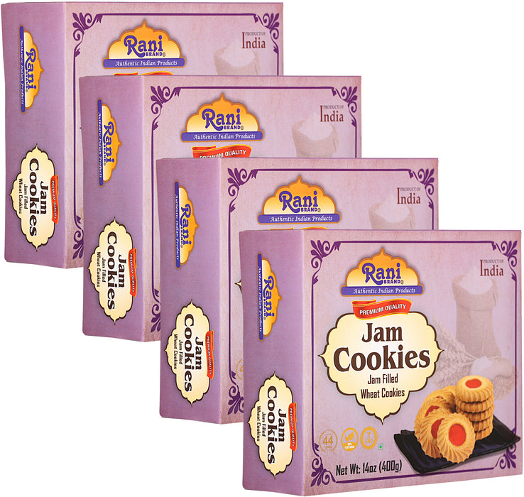 Rani Jam Cookies (Jam Filled Wheat Cookies) 14oz (400g) Pack of 3+1 FREE, Premium Quality Indian Cookies ~ Vegan | Non-GMO | Indian Origin