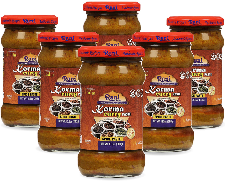 Rani Korma Curry Cooking Spice Paste 10.5oz (300g) Glass Jar, Pack of 5+1 FREE ~ No Colors | All Natural | NON-GMO | Kosher | Vegan | Gluten Free