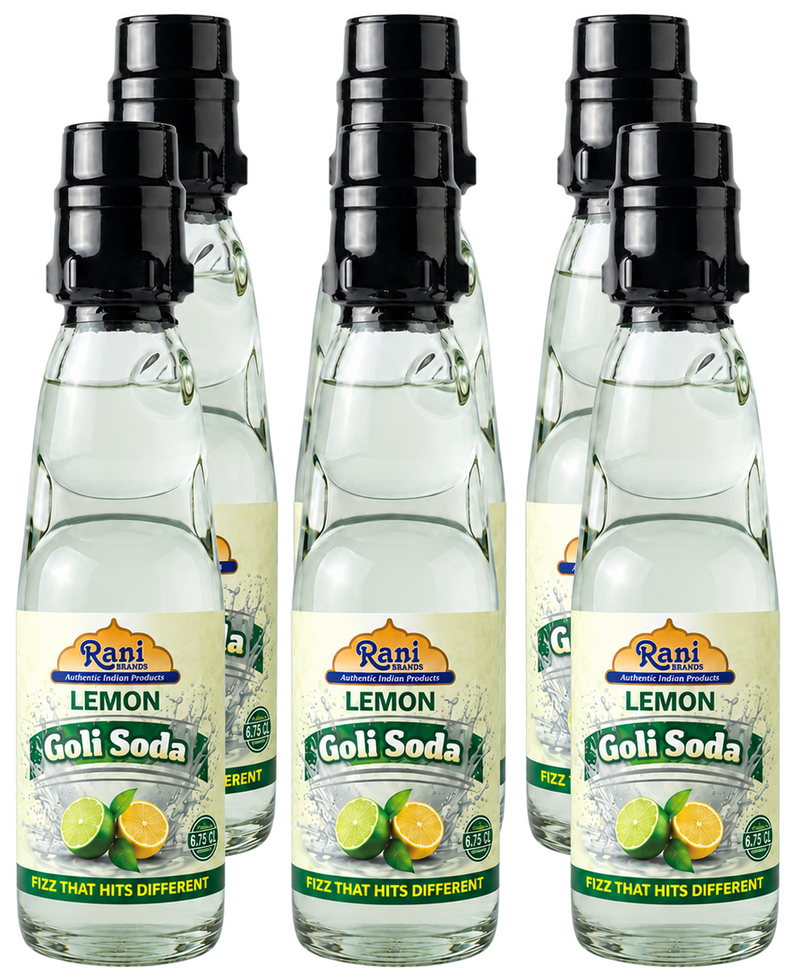 Rani Lemon Goli Soda 6.7 fl oz (200 ml) Glass Bottle with Marble Seal, Pack of 6 ~ Vegan | Gluten Free | Non-GMO | Indian Origin