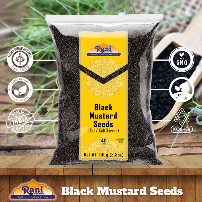 Rani Black Mustard Seeds Whole Spice (Kali Rai) 3.5oz (100g) ~ All Natural | Gluten Friendly | NON-GMO | Kosher | Vegan