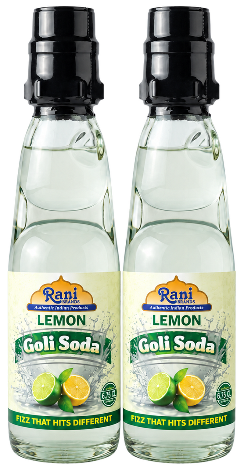 Rani Lemon Goli Soda 6.7 fl oz (200 ml) Glass Bottle with Marble Seal, Pack of 2 ~ Vegan | Gluten Free | Non-GMO | Indian Origin
