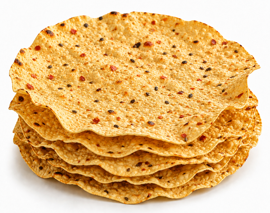 Rani Pappadums (Indian Lentil Wafer Snack) Punjabi Papad - Extra Hot, 7oz (200g) Approximately 15pc, 7 inches ~ All Natural | Gluten Friendly | NON-GMO | Vegan | Indian Origin