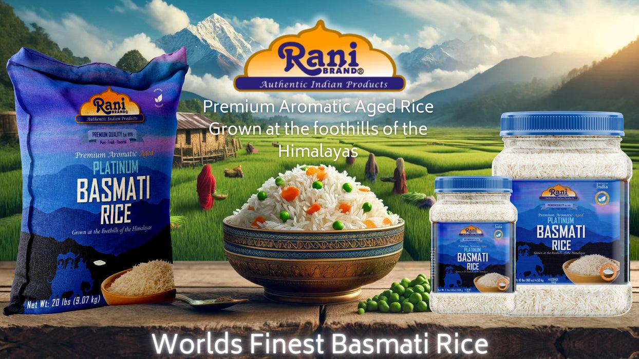 Rani Platinum White Basmati Rice Extra Long Aged 32oz (2lbs) 908g PET Jar ~ All Natural | Gluten Friendly | Vegan | Indian Origin | Kosher | Export Quality