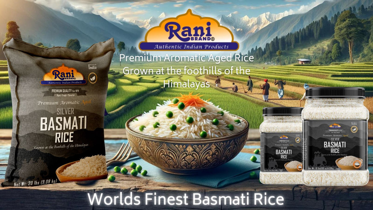 Rani Silver White Basmati Rice Extra Long Aged 160oz (10lbs) 4.53kg PET Jar ~ All Natural | Gluten Friendly | Vegan | Indian Origin | Kosher | Export Quality