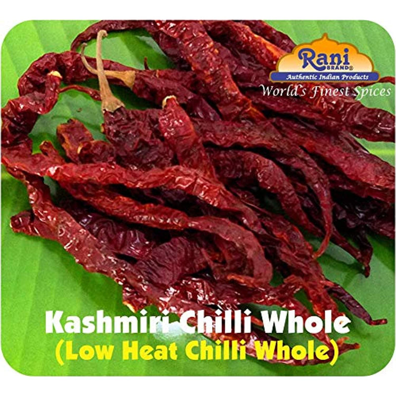 Asian Kitchen Kashmiri Chilli Whole Stemless, Low Heat Indian Chilli 14oz (400g) ~ All Natural | Vegan | Gluten Friendly | NON-GMO | Indian Origin